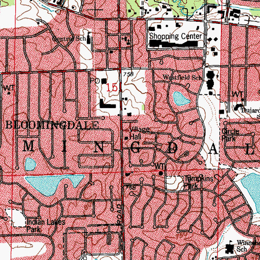 Topographic Map of Bloomingdale Police Department, IL