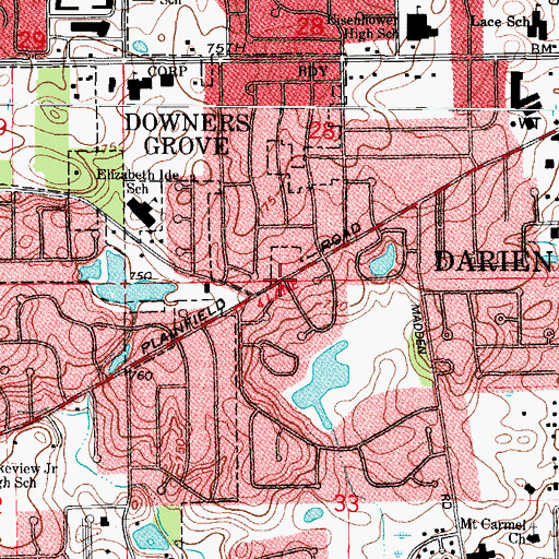 Topographic Map of Darien Police Dept, IL