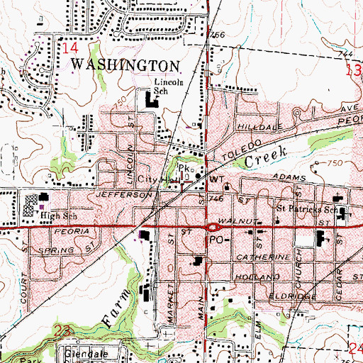 Topographic Map of Washington Police Department, IL