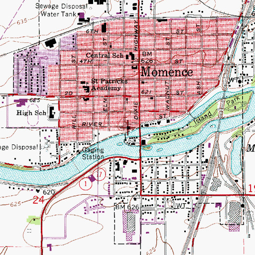 Topographic Map of Momence Police Department, IL