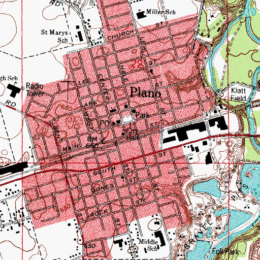 Topographic Map of Plano Police Department, IL