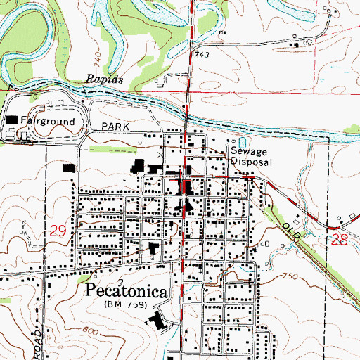 Topographic Map of Pecatonica Police Department, IL