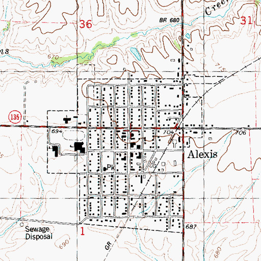 Topographic Map of Alexis Police Department, IL