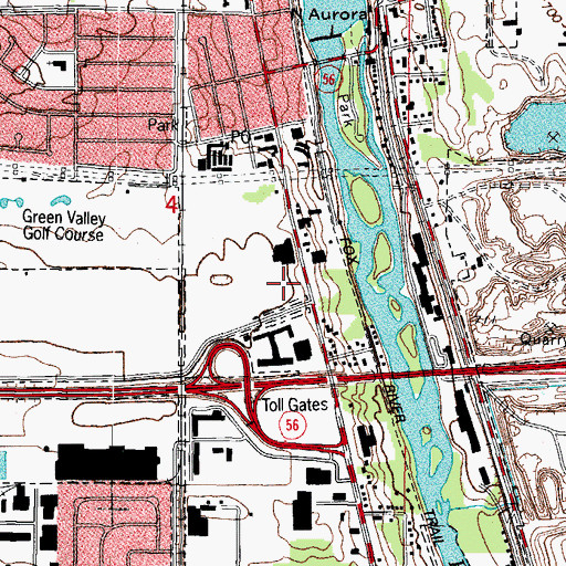 Topographic Map of North Aurora Police Department, IL