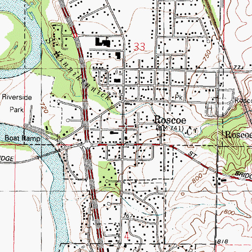 Topographic Map of Roscoe Police Department, IL