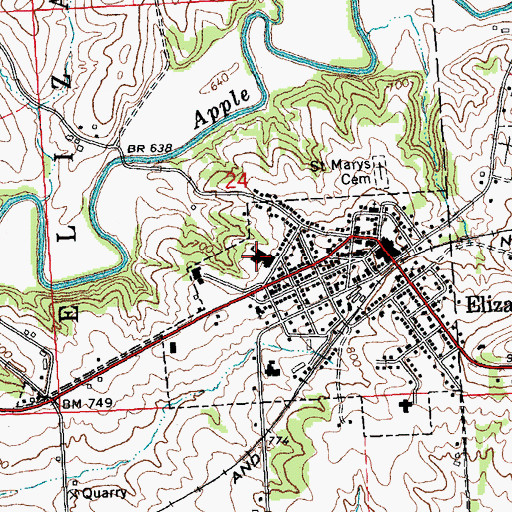 Topographic Map of Elizabeth Police Department, IL