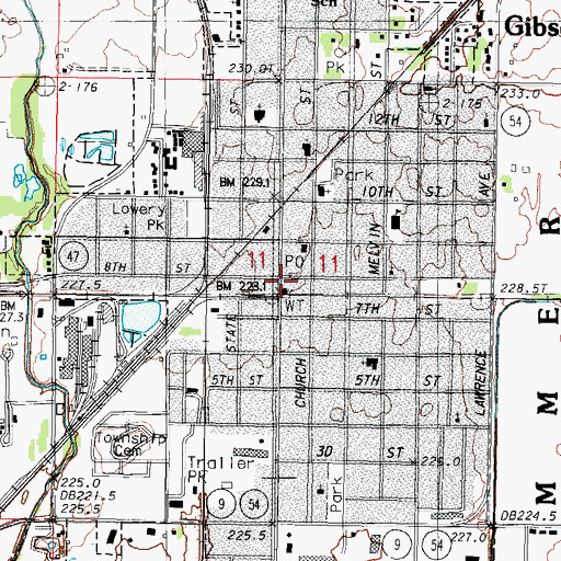 Topographic Map of Gibson City Police Department, IL