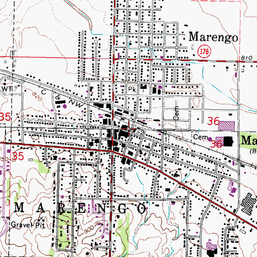 Topographic Map of Marengo Police Department, IL