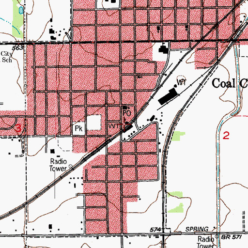 Topographic Map of Coal City Police Department, IL
