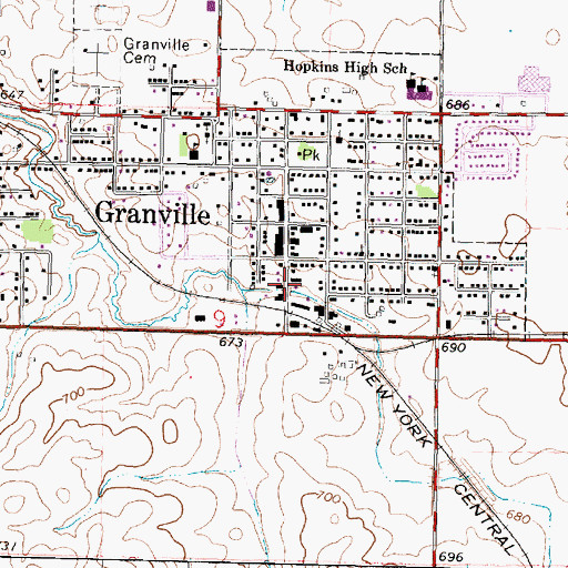 Topographic Map of Granville Village Police Department, IL
