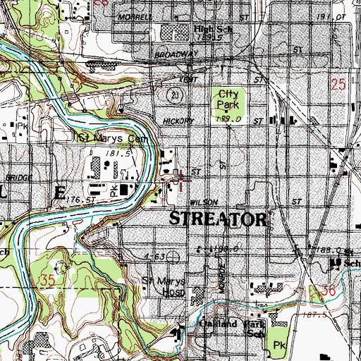 Topographic Map of Streator Police Department, IL