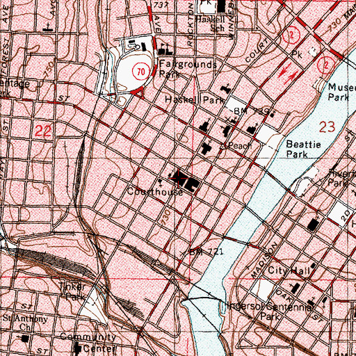Topographic Map of Rockford Police Department, IL