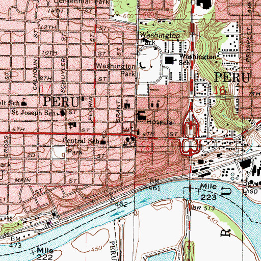 Topographic Map of Peru Police Department, IL