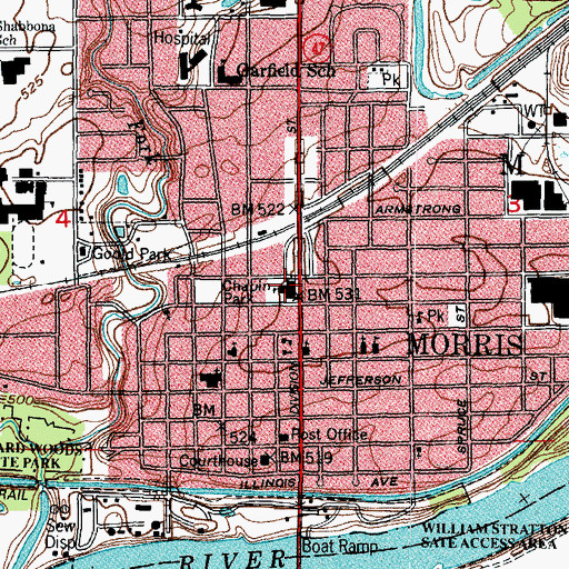 Topographic Map of Morris Police Department, IL