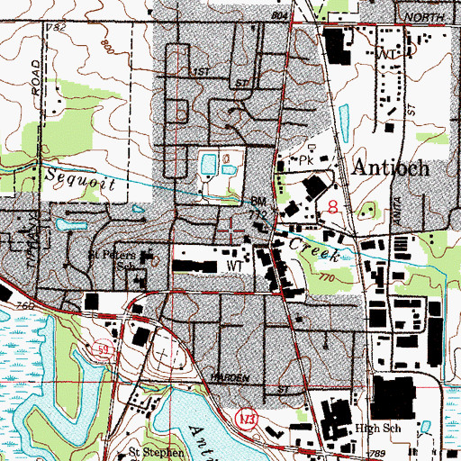 Topographic Map of Antioch Police Department, IL