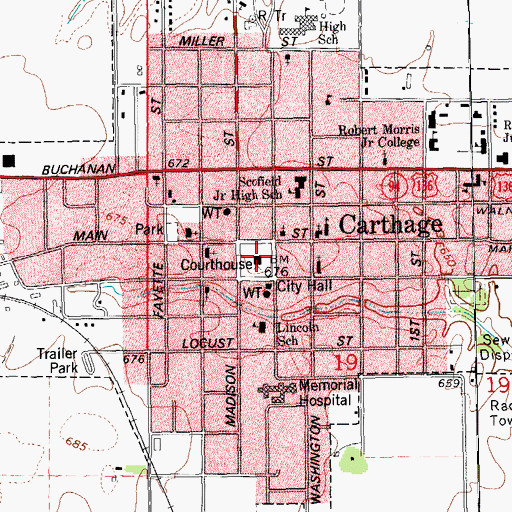 Topographic Map of Hancock Sheriff's Office, IL
