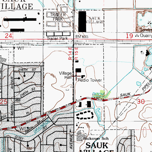 Topographic Map of Sauk Village Police Department, IL