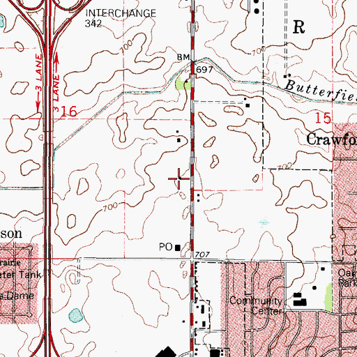 Topographic Map of Matteson Police Department, IL