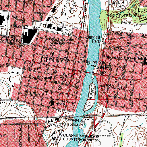 Topographic Map of Geneva Police Department, IL