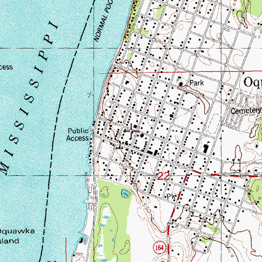 Topographic Map of Henderson County Sheriff's Office, IL