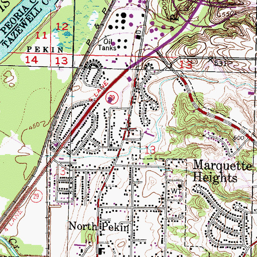 Topographic Map of North Pekin Police Department, IL