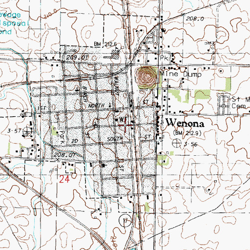 Topographic Map of Wenona Police Department, IL