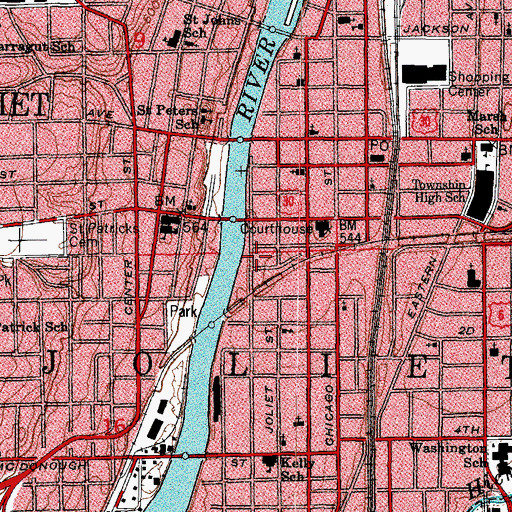 Topographic Map of Joliet Police Department, IL