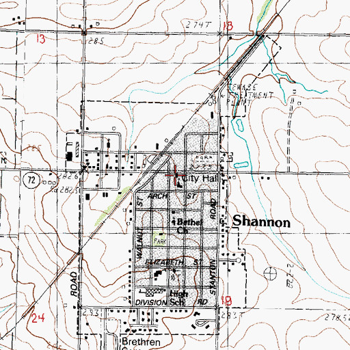 Topographic Map of Shannon Village Police Department, IL