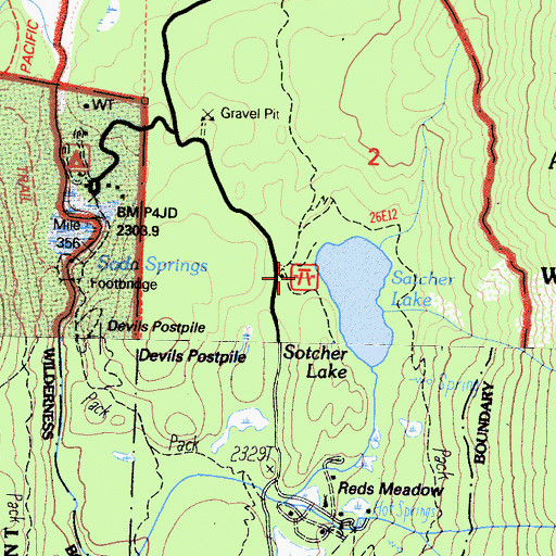 Topographic Map of Sotcher Lake Picnic Area, CA