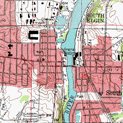 Topographic Map of South Elgin Police Dept, IL