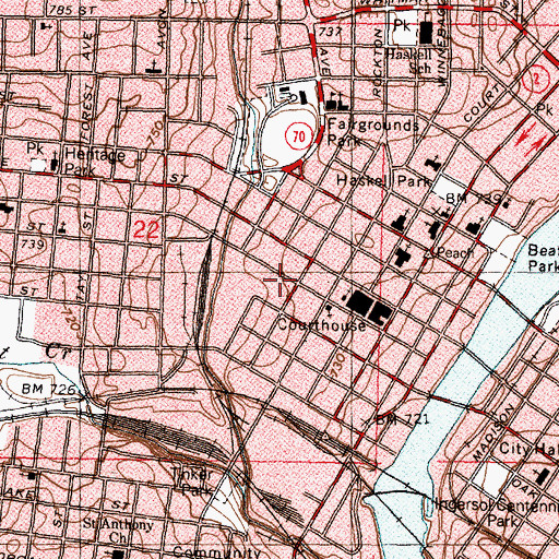 Topographic Map of Winnebago County Jail, IL