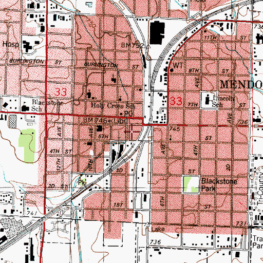 Topographic Map of Mendota Police Department, IL