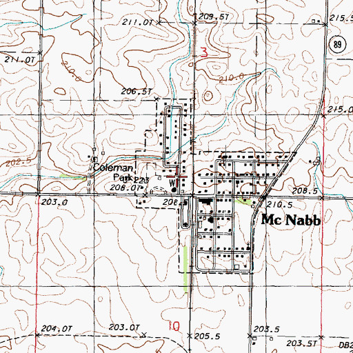 Topographic Map of McNabb City Police, IL