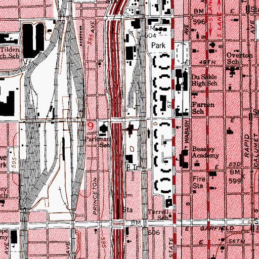 Topographic Map of Chicago Police Department District 2 Wentworth, IL