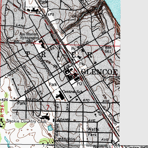 Topographic Map of Glencoe Public Safety Department, IL
