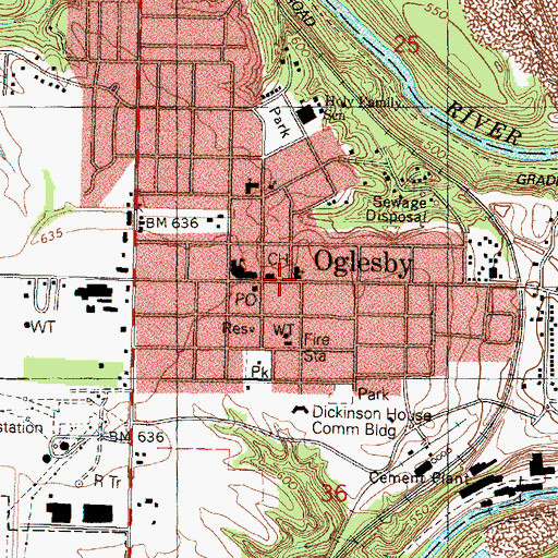 Topographic Map of Oglesby Police Dept, IL