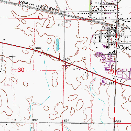 Topographic Map of Cortland Police Department, IL