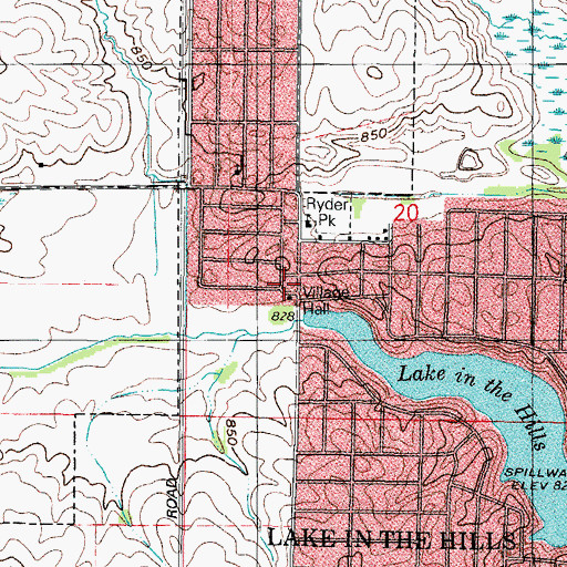 Topographic Map of Lake in the Hills Police Department, IL