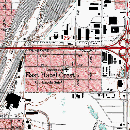 Topographic Map of East Hazel Crest Police Department, IL
