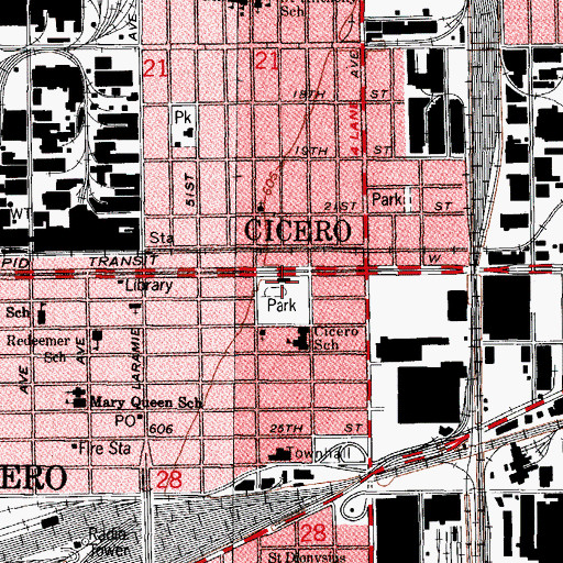 Topographic Map of Cicero Police Department, IL
