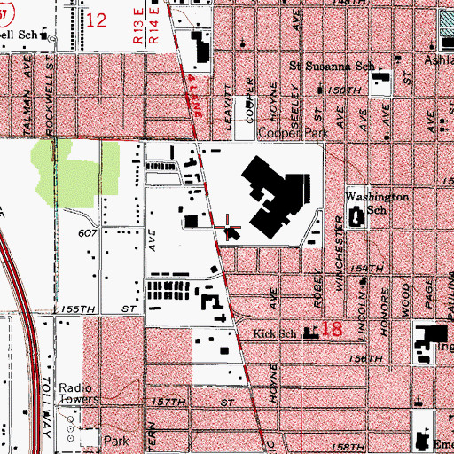 Topographic Map of Harvey City Police Department, IL