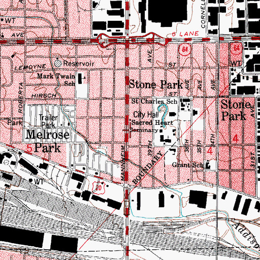 Topographic Map of Stone Park Police Department, IL