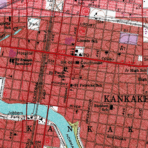 Topographic Map of Kankakee County Sheriff's Office, IL