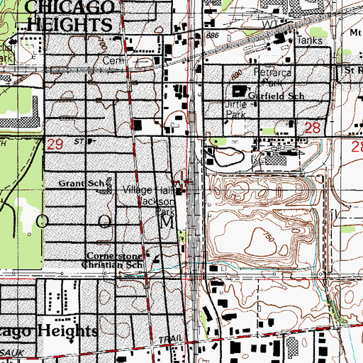 Topographic Map of South Chicago Heights Police Department, IL