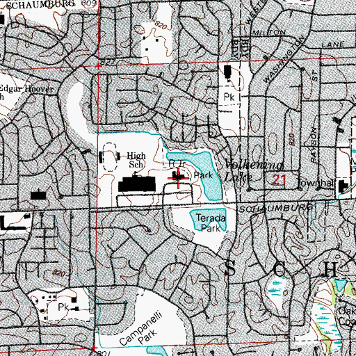 Topographic Map of Schaumburg Police Department, IL