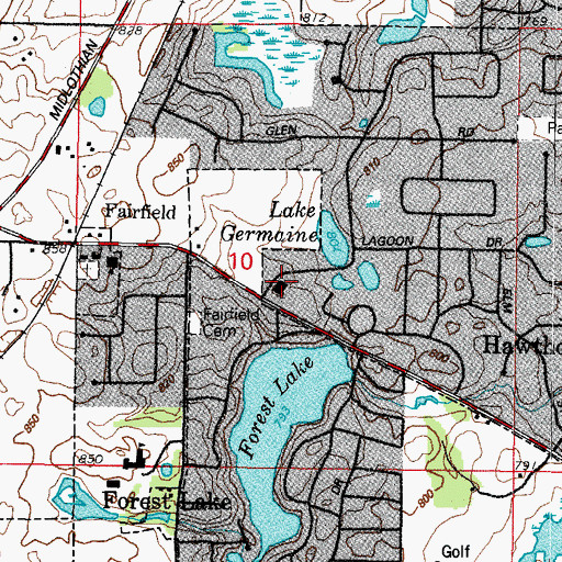 Topographic Map of Hawthorn Woods Police Department, IL