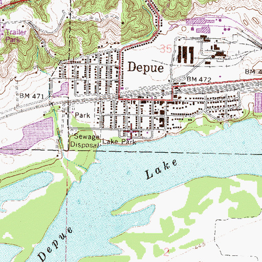 Topographic Map of De Pue Police Department, IL