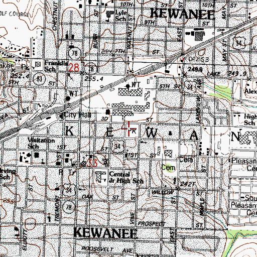 Topographic Map of Kewanee Police Department, IL