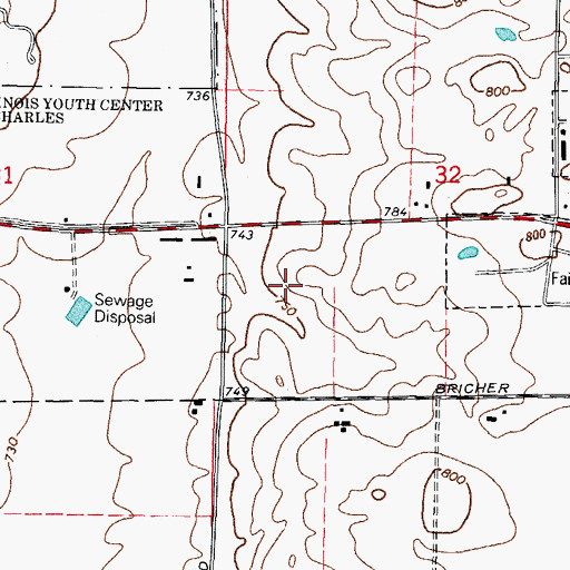 Topographic Map of Kane County Sheriff's Office, IL