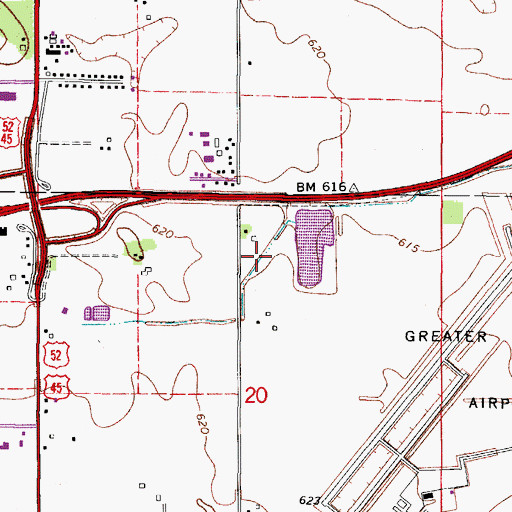 Topographic Map of Kankakee County Detention Center, IL